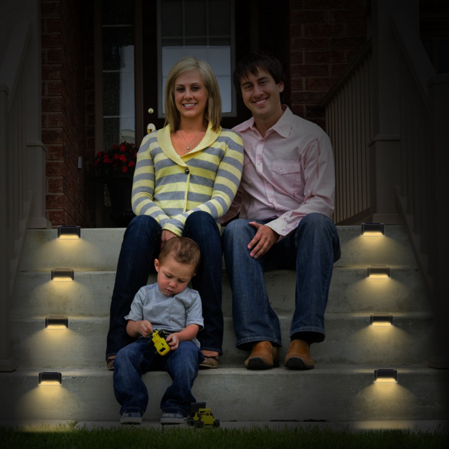 Solar Powered LED Step Lights 4-Pack with Dusk to Dawn Sensor
