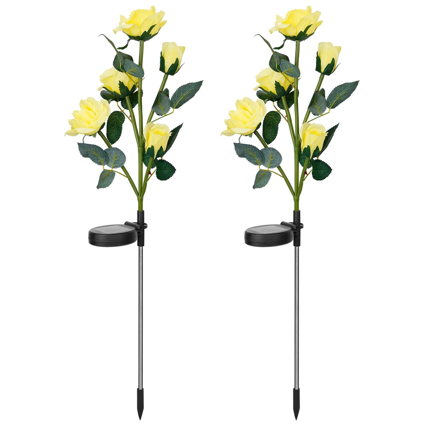 Solar Rose Flower Stake Lights - 2 Pack Outdoor Garden Decor