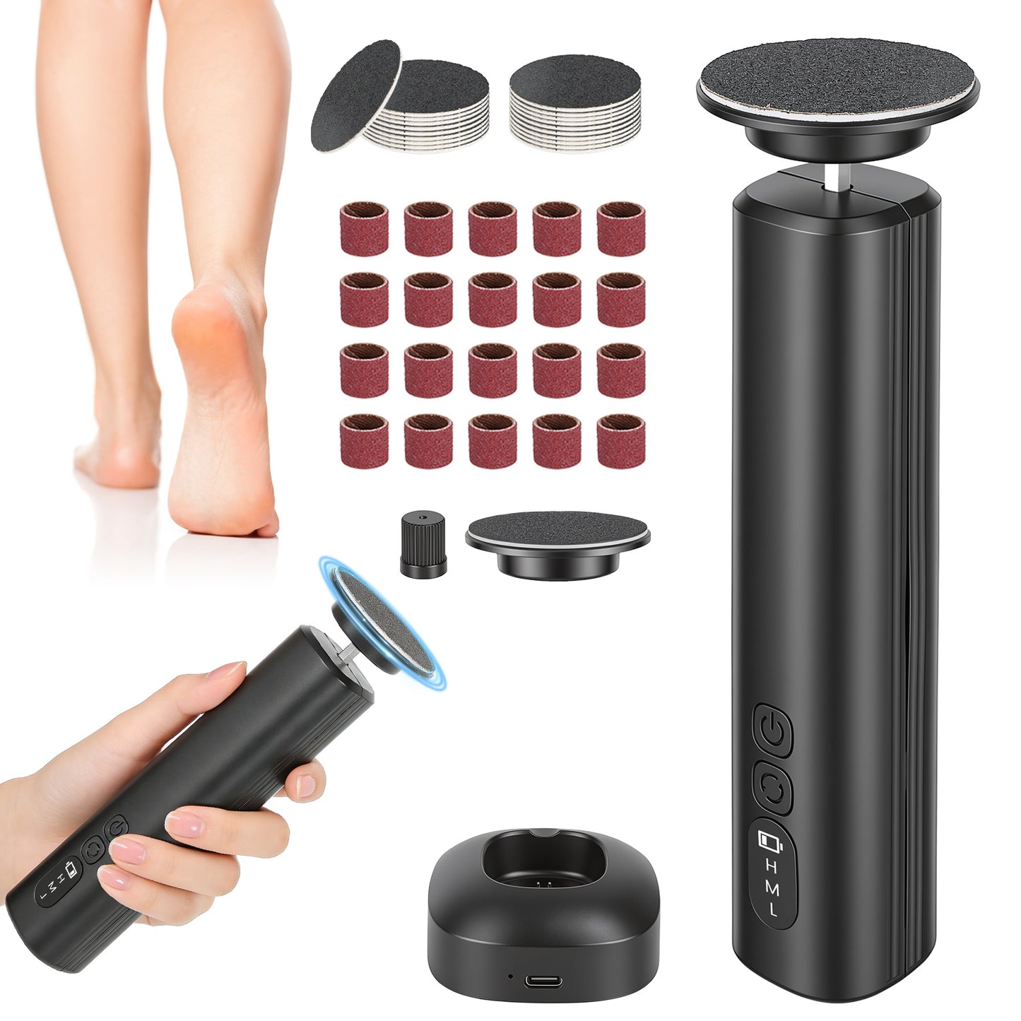 Electric Foot Callus Remover with Nail Grinder & 40 Discs
