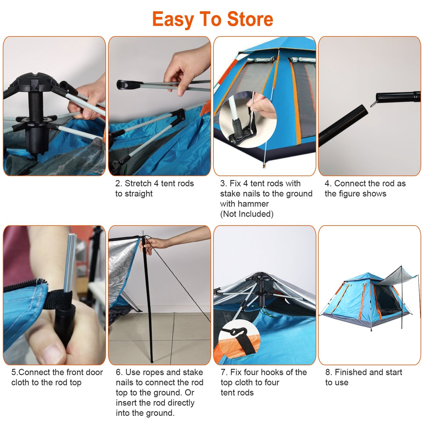 4-5 Person Camping Tent with Mosquito Net Windows