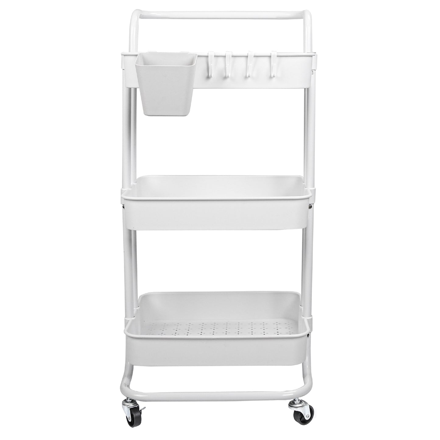 3-Tier Rolling Utility Cart with Lockable Wheels & Mesh Baskets