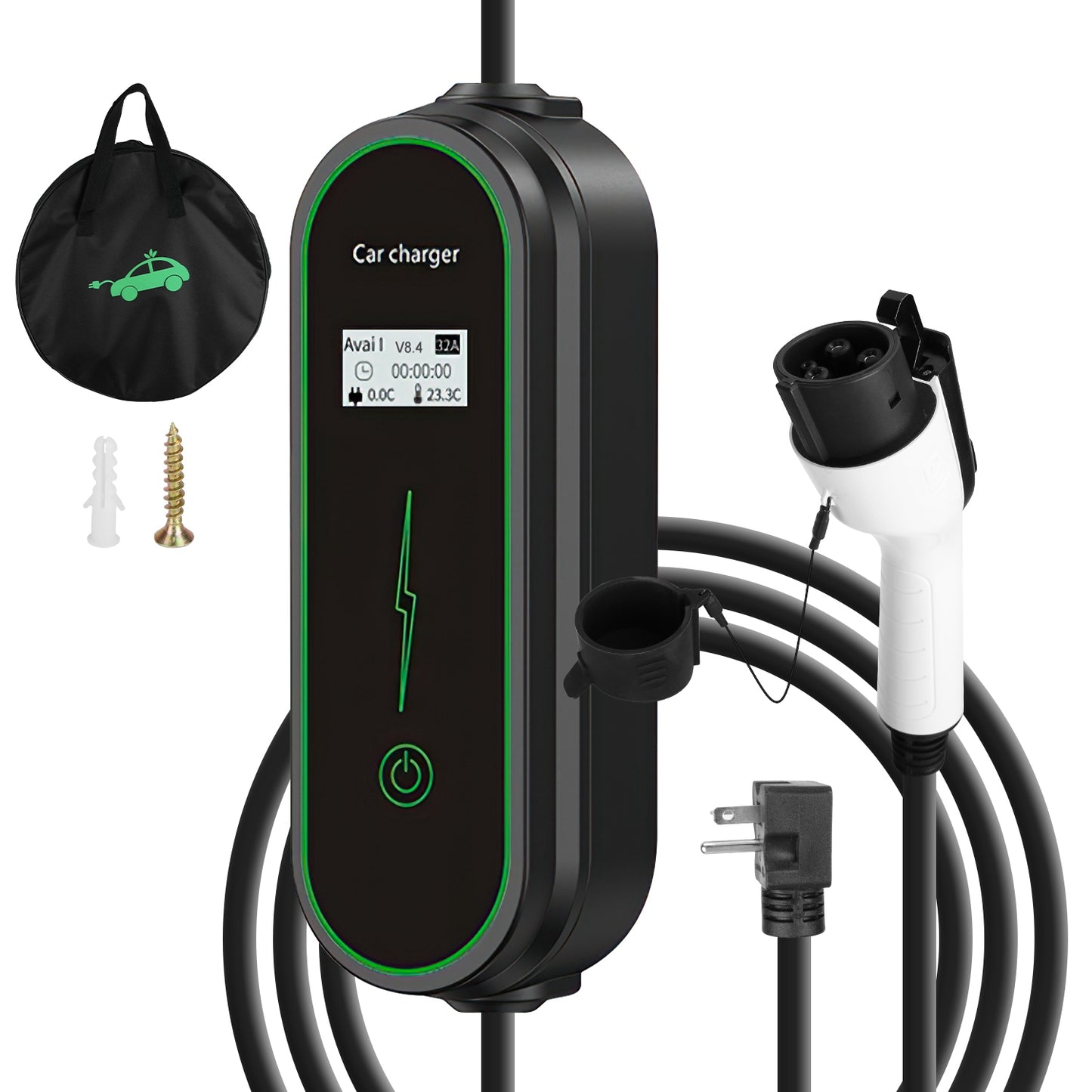 Level 2 EV Charger with NEMA 6-20P Plug and Carry Bag