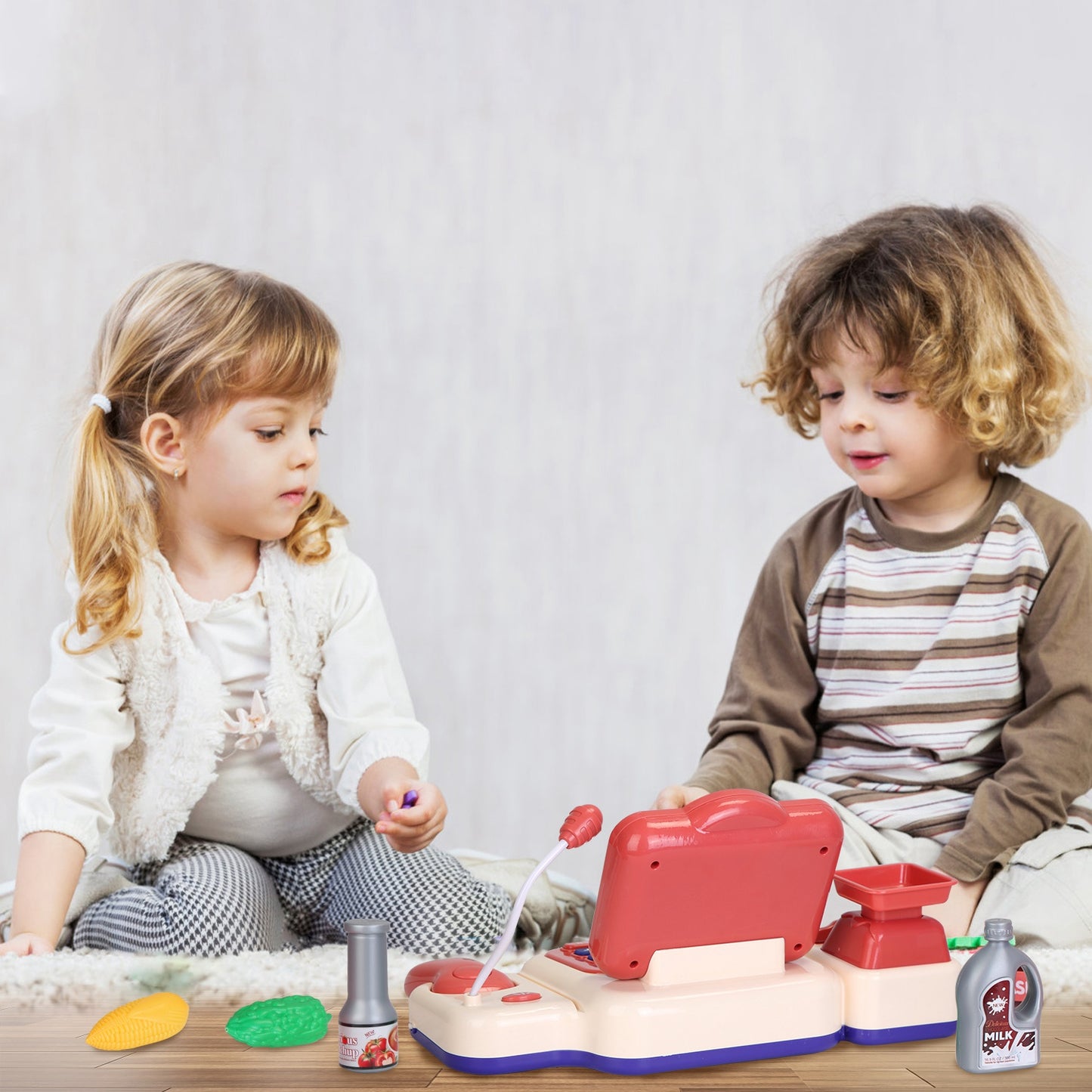 Kids Cash Register Pretend Play Toy with Scanner & Accessories