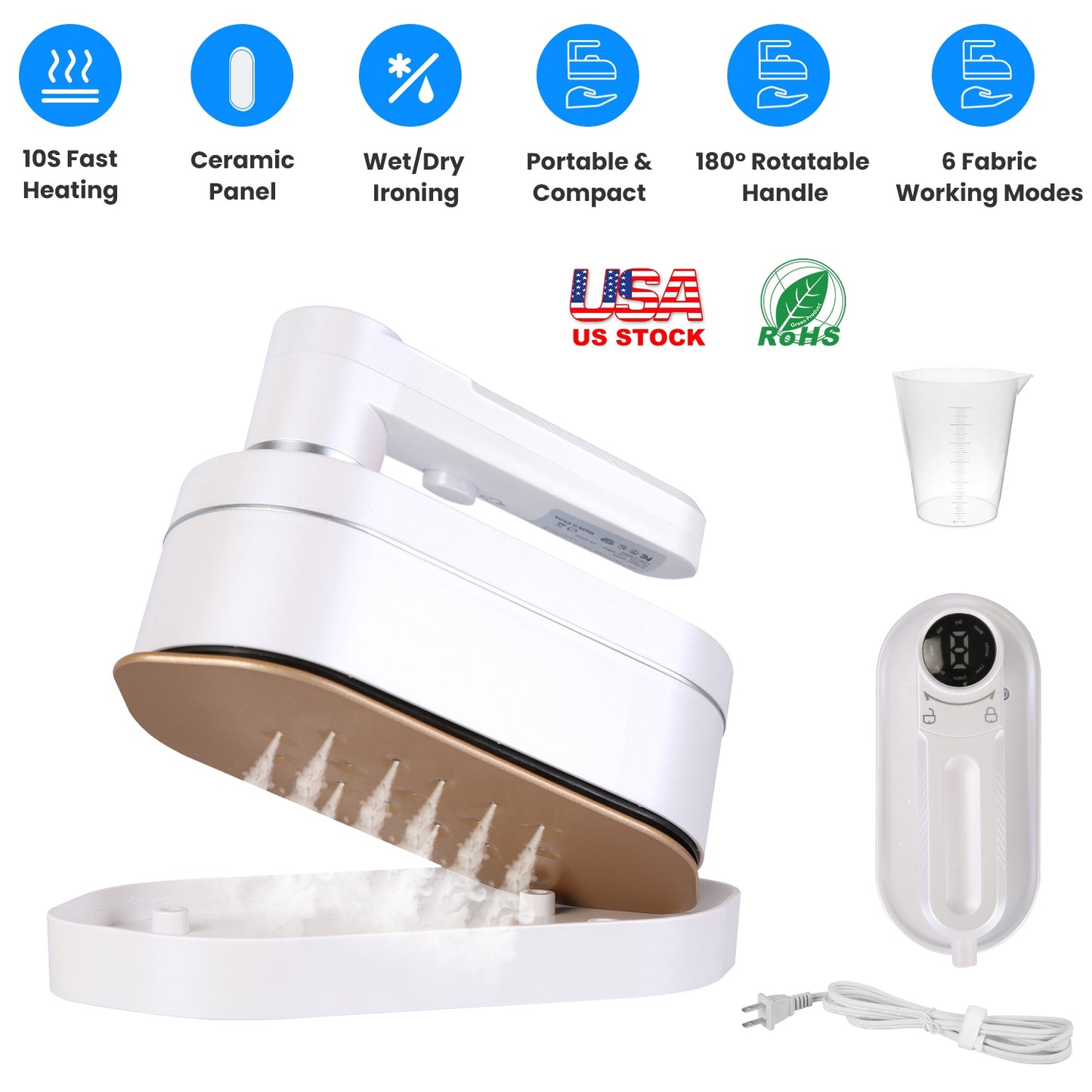Handheld Garment Steamer 1200W with 10-Second Fast Heating