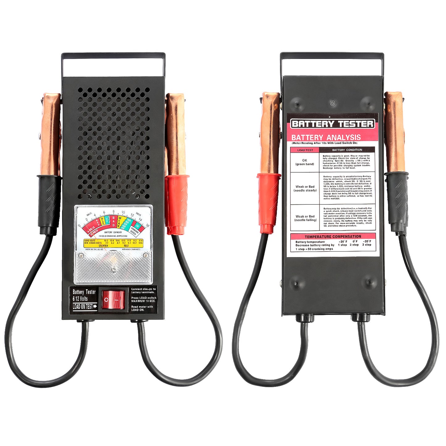 Battery Load Tester 6-12V 100A with Insulated Copper Clips