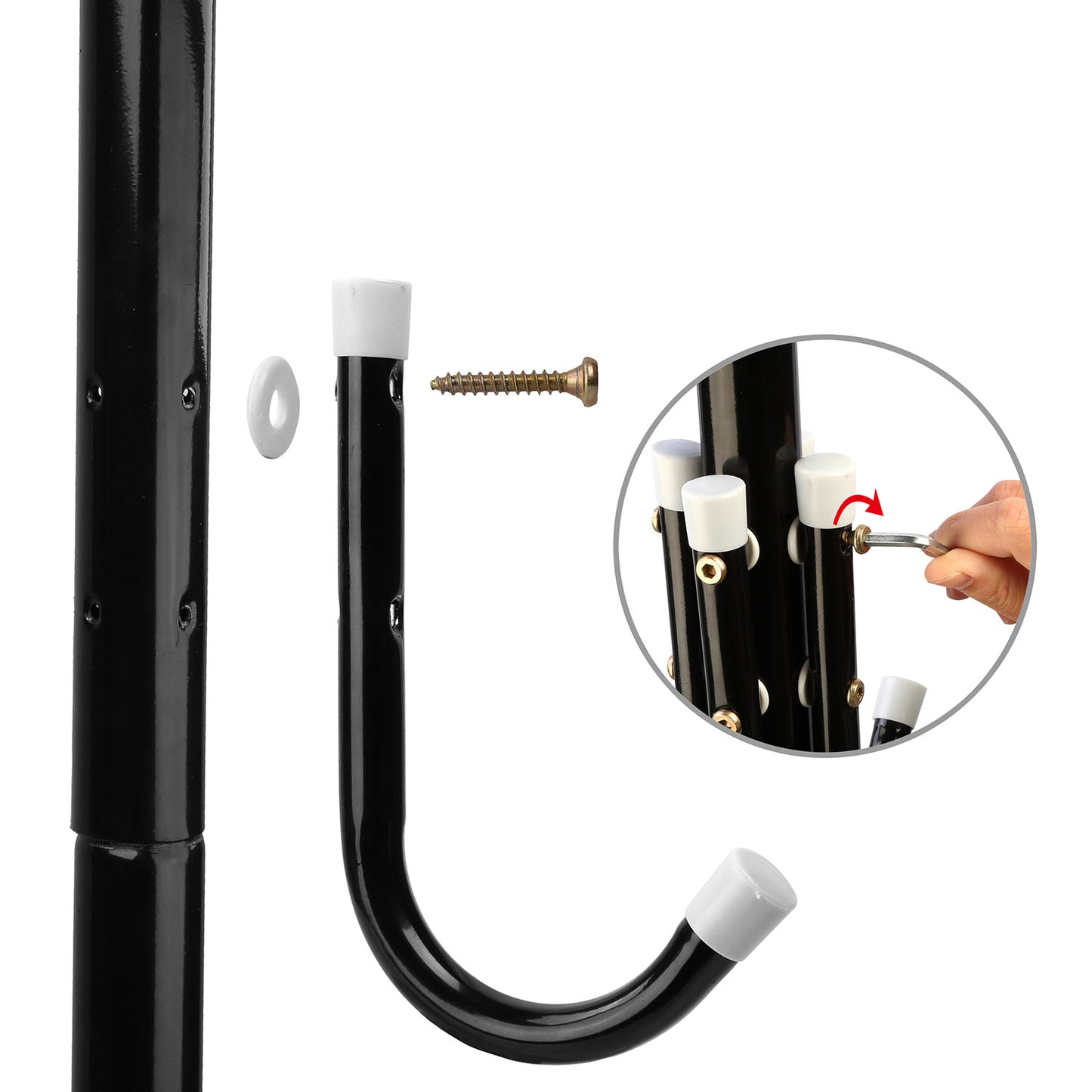 Standing Coat Rack with 8 Hooks - 3 Tier Metal Organizer