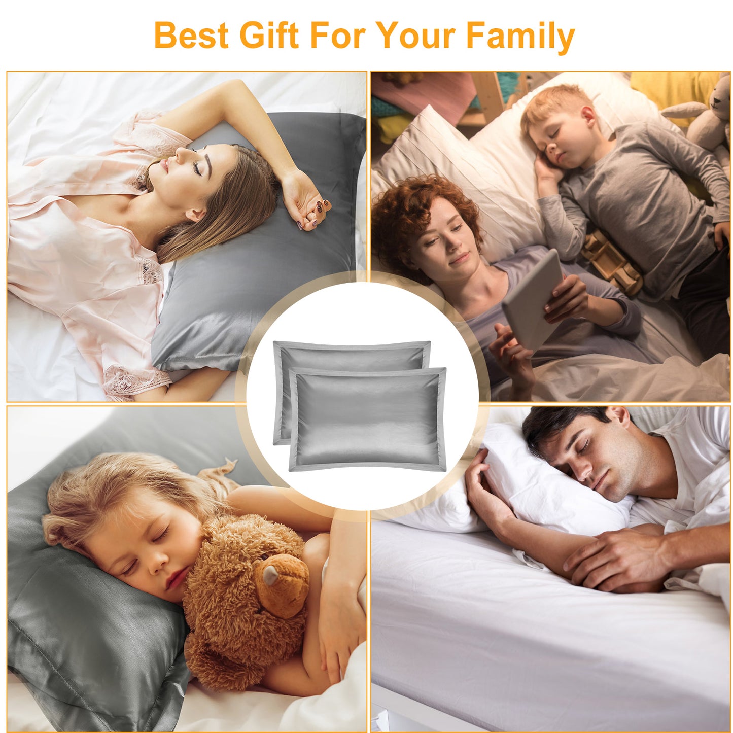 Satin Pillowcases Queen Size - 2 Pack Silky Smooth