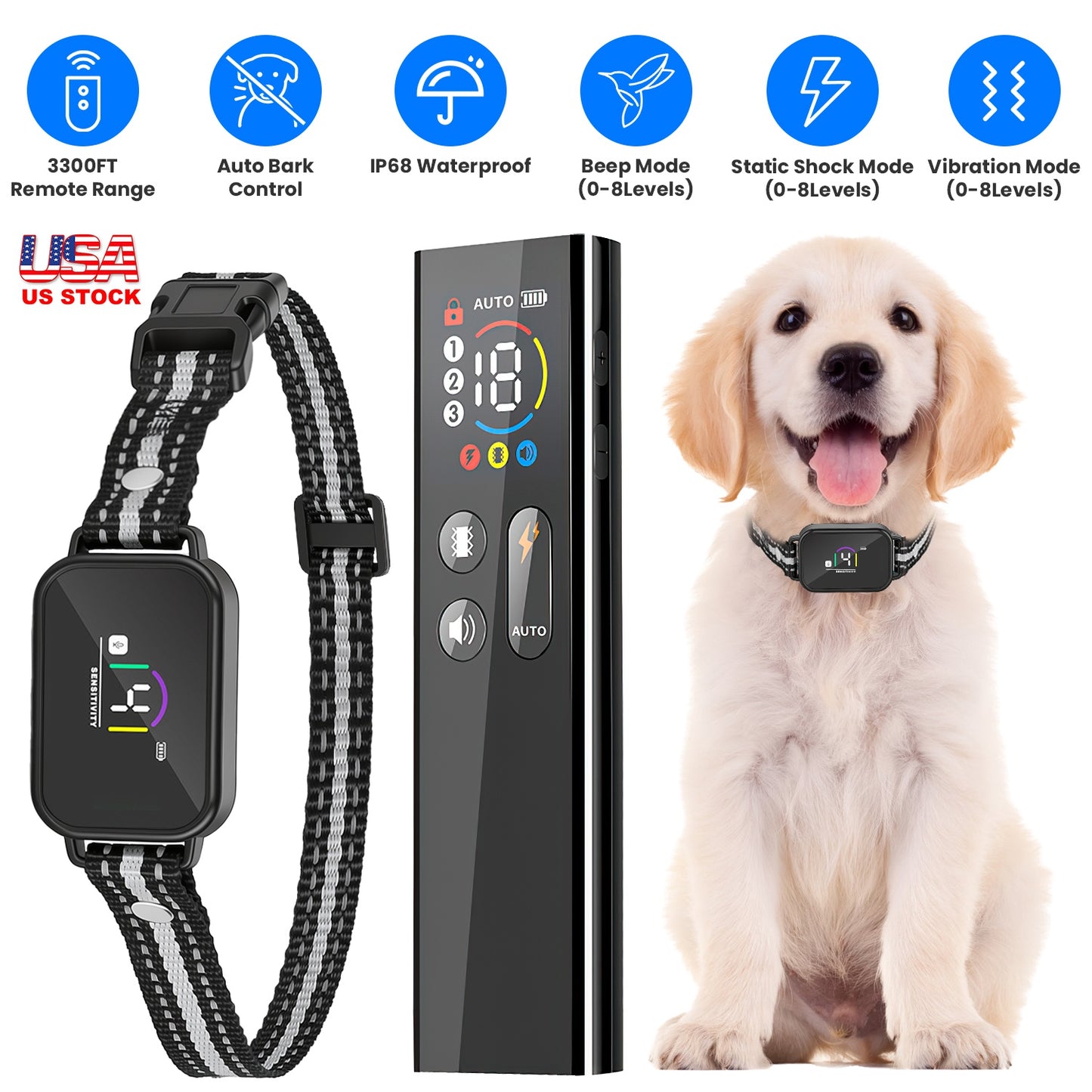 Dog Training Collar with Remote and Bark Control