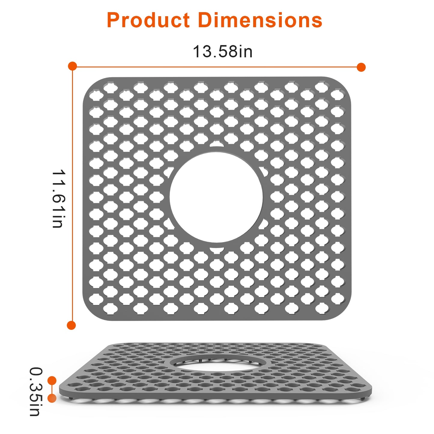 Silicone Sink Mat with Drain Hole - Non-Slip Kitchen Protector