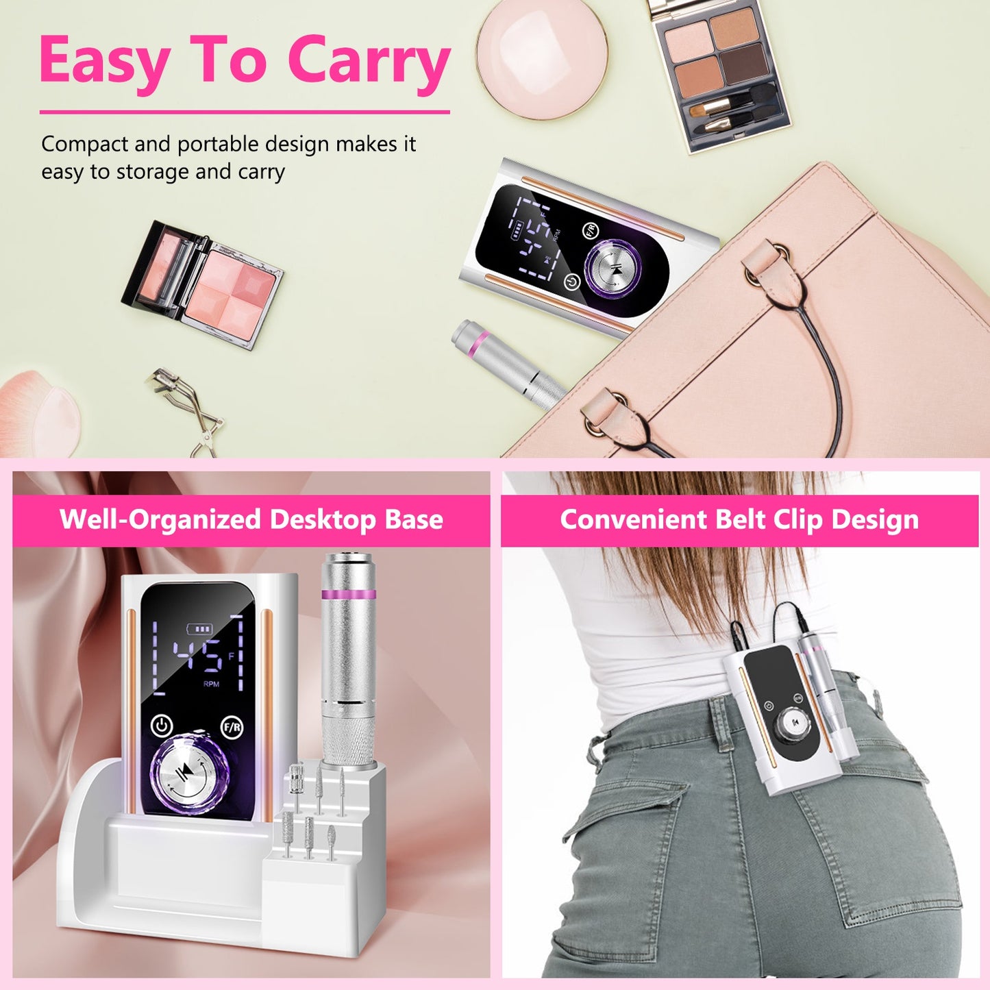 Electric Nail Drill Kit 45000 RPM with 11 Bits & LED Display