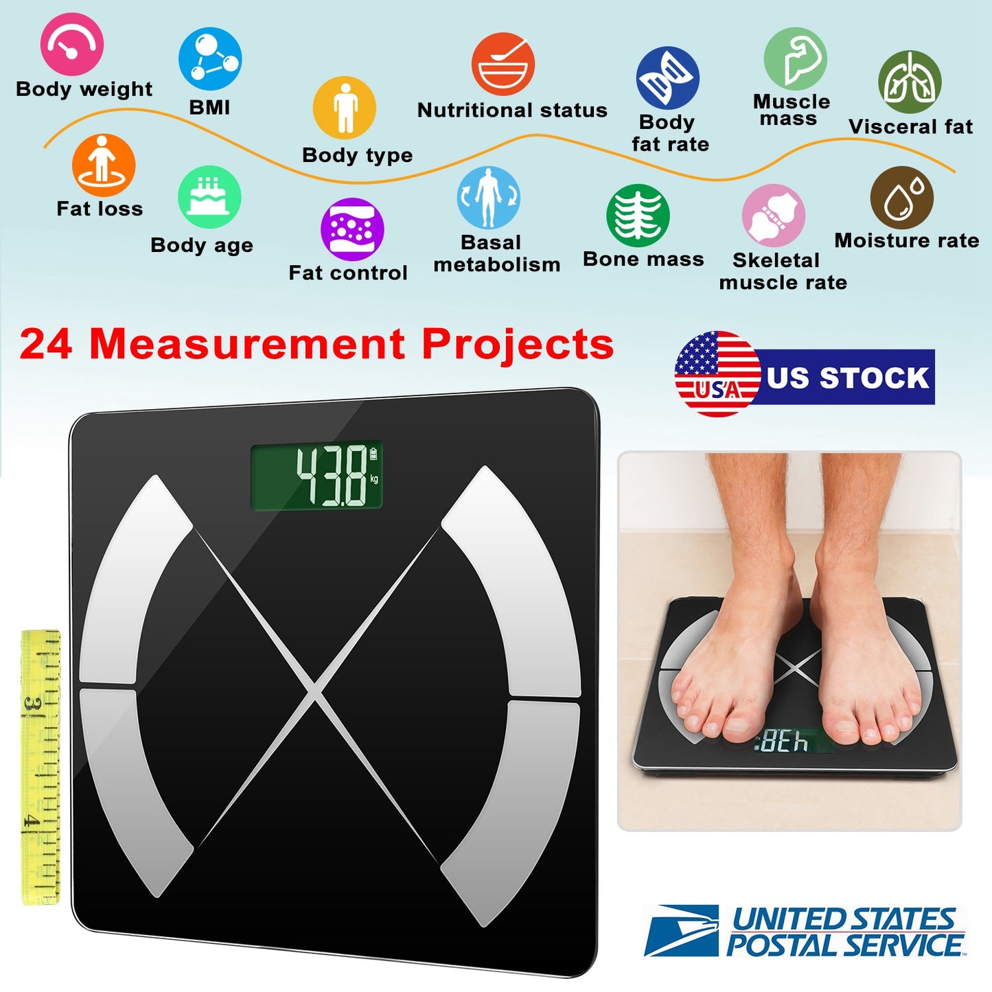 Smart Body Composition Scale with App & 24 Health Metrics