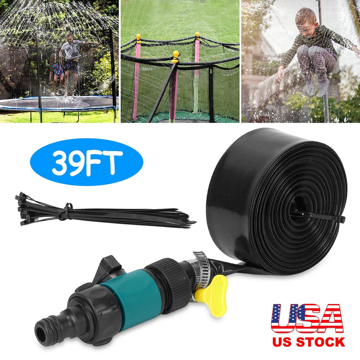 Trampoline Sprinkler for Kids - 39ft Outdoor Water Toy