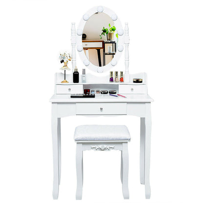 Makeup Vanity Set with LED Lighted Mirror and 3 Drawers