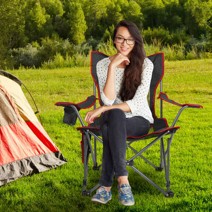 Foldable Camping Chair with Reclining Backrest - 330 LBS Capacity