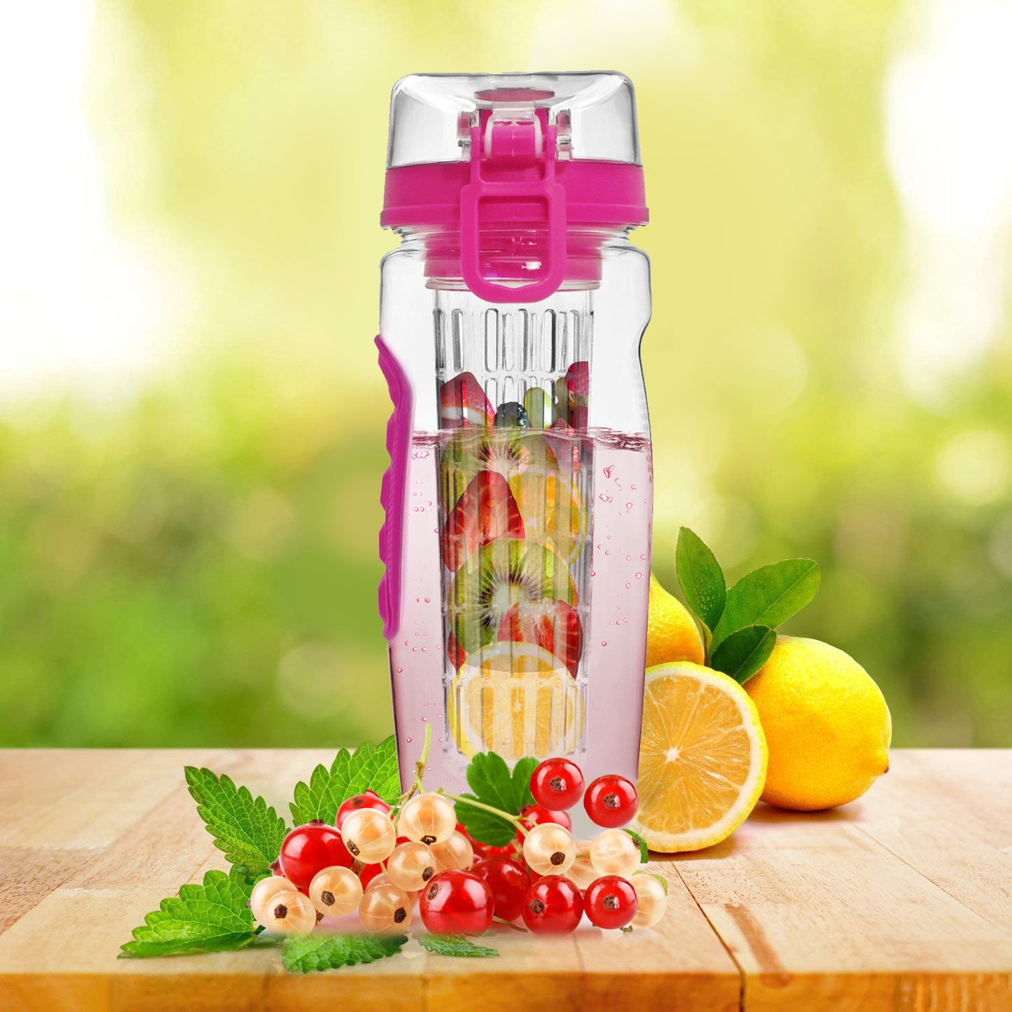 Fruit Infuser Water Bottle 32oz with Flip Top Lid