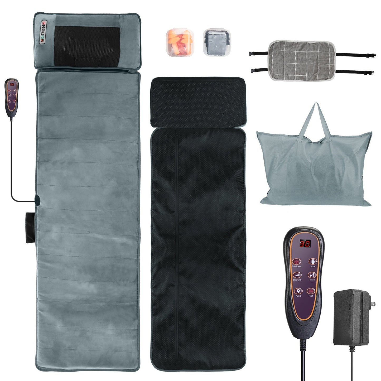 Full Body Electric Massage Mat – Heated, 10-Motor Vibration, Neck Pillow