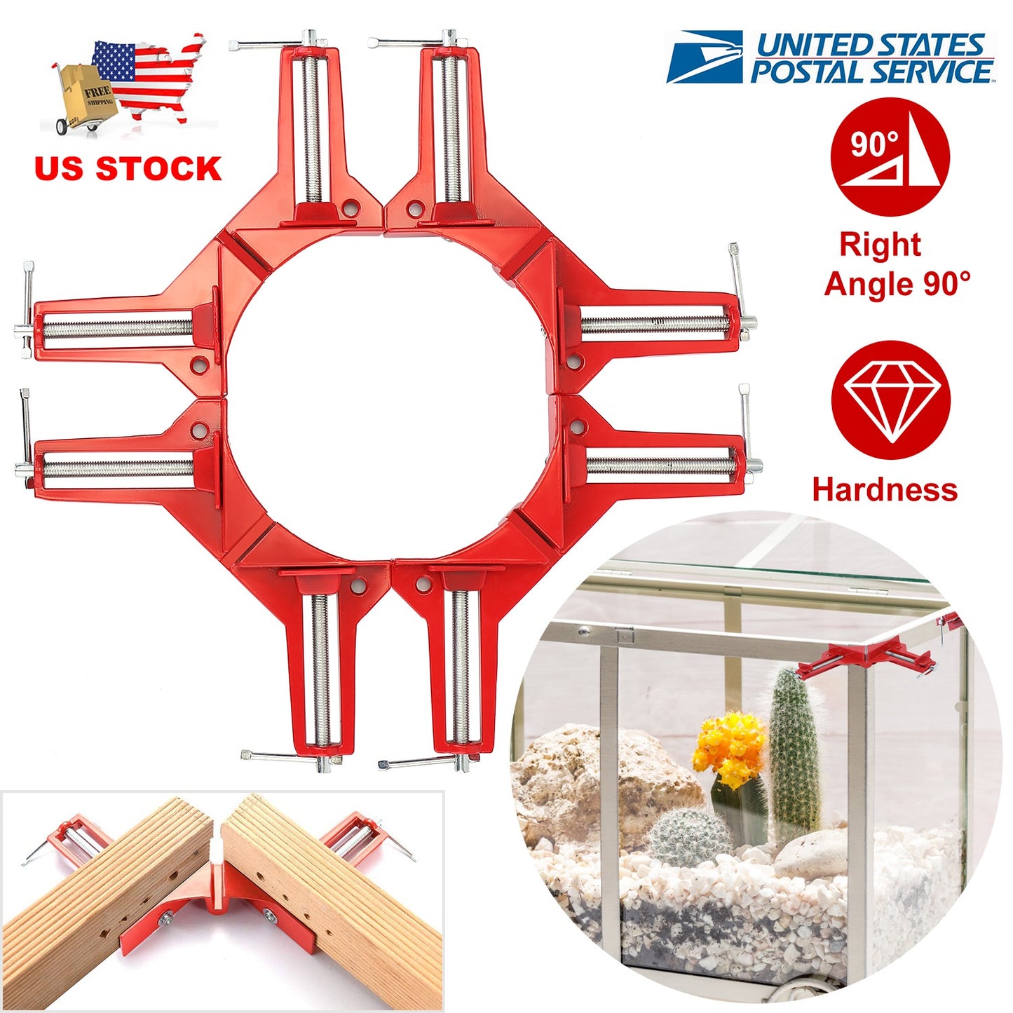 90 Degree Corner Clamps for Woodworking - 4 Pack Aluminum