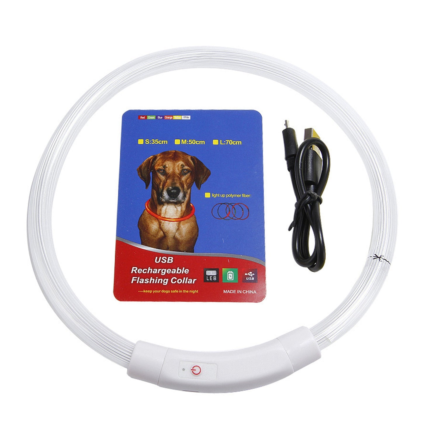 LED Dog Collar USB Rechargeable Multi-Color Safety Light