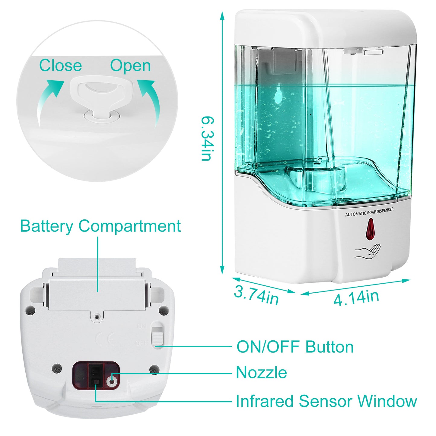 Automatic Soap Dispenser 700ML Wall Mounted Touchless Sensor