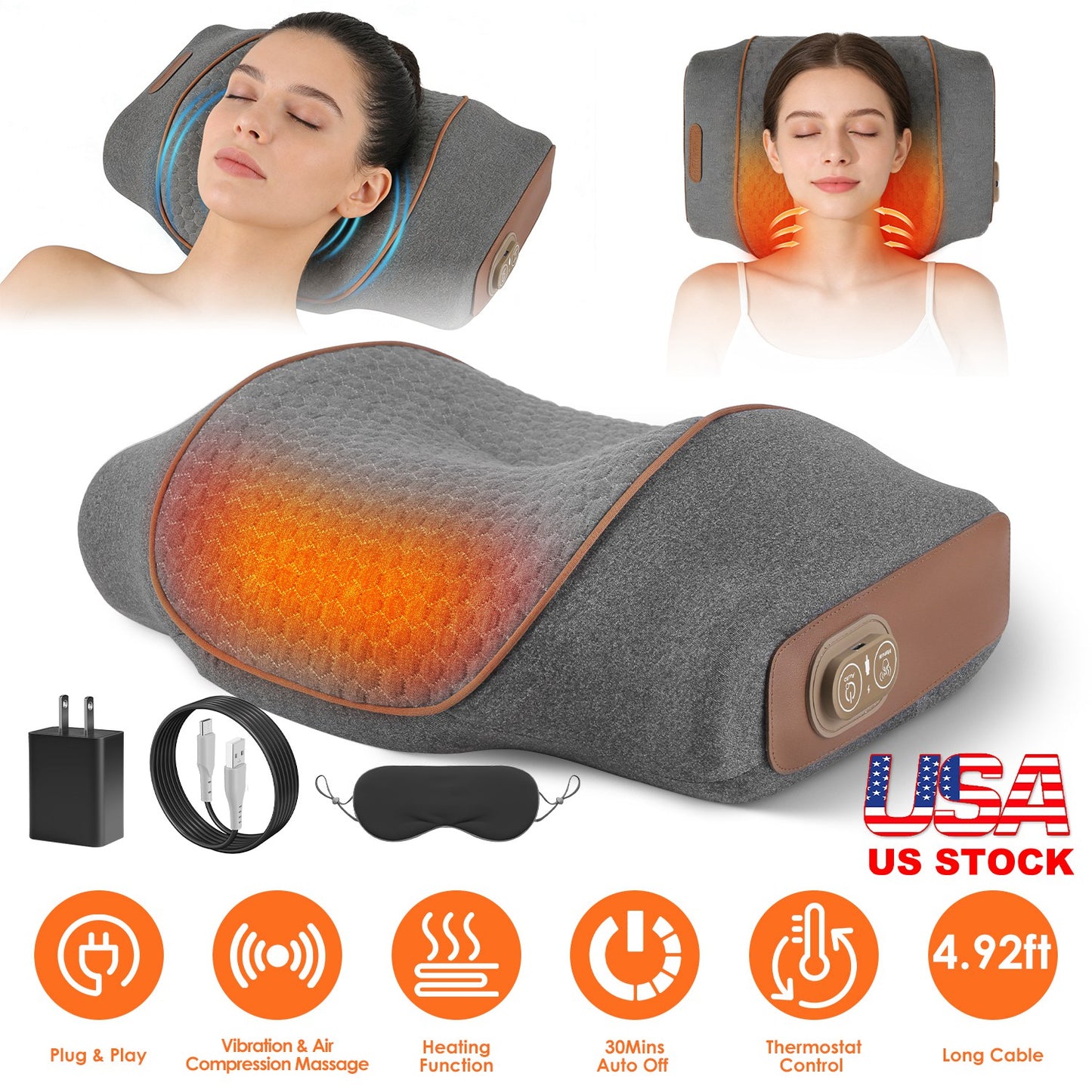 Neck Massager Pillow with Heat, Vibration & Air Compression