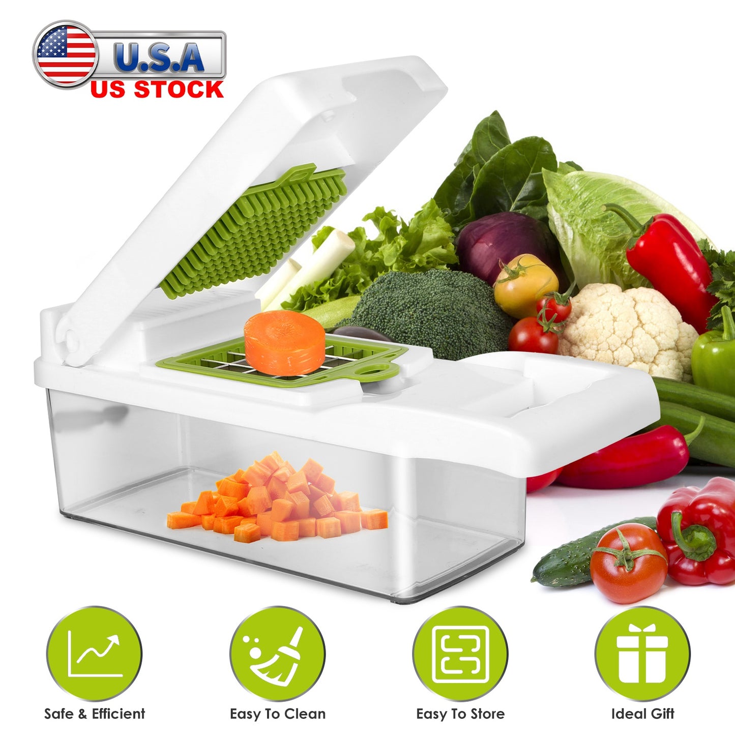 Vegetable Chopper 12-in-1 with Container and Hand Protector