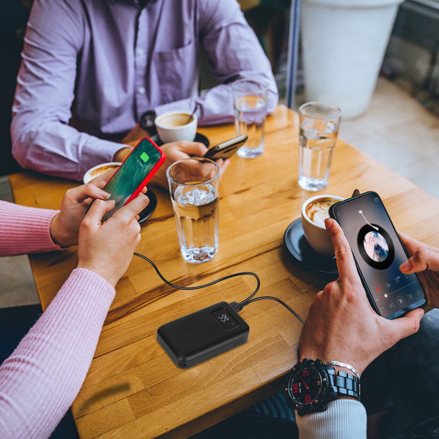 10000mAh Portable Power Bank with Dual USB Ports & LCD Display