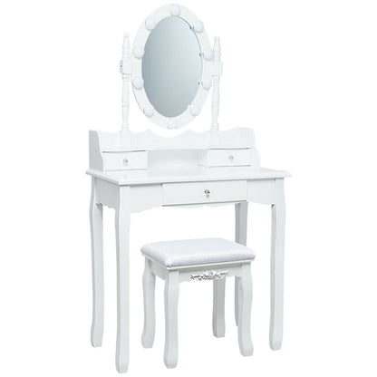 Makeup Vanity Set with LED Lighted Mirror and 3 Drawers