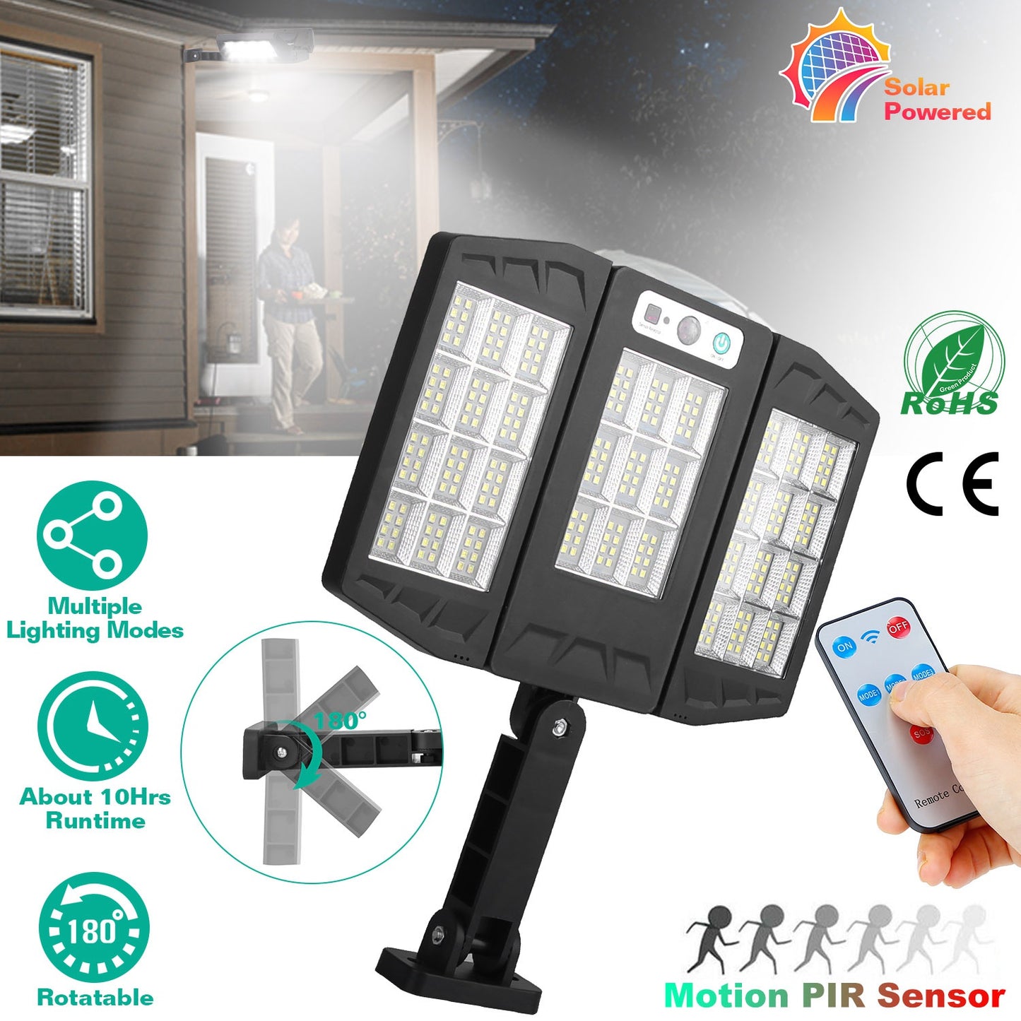 Solar Wall Light with Motion Sensor and Remote Control