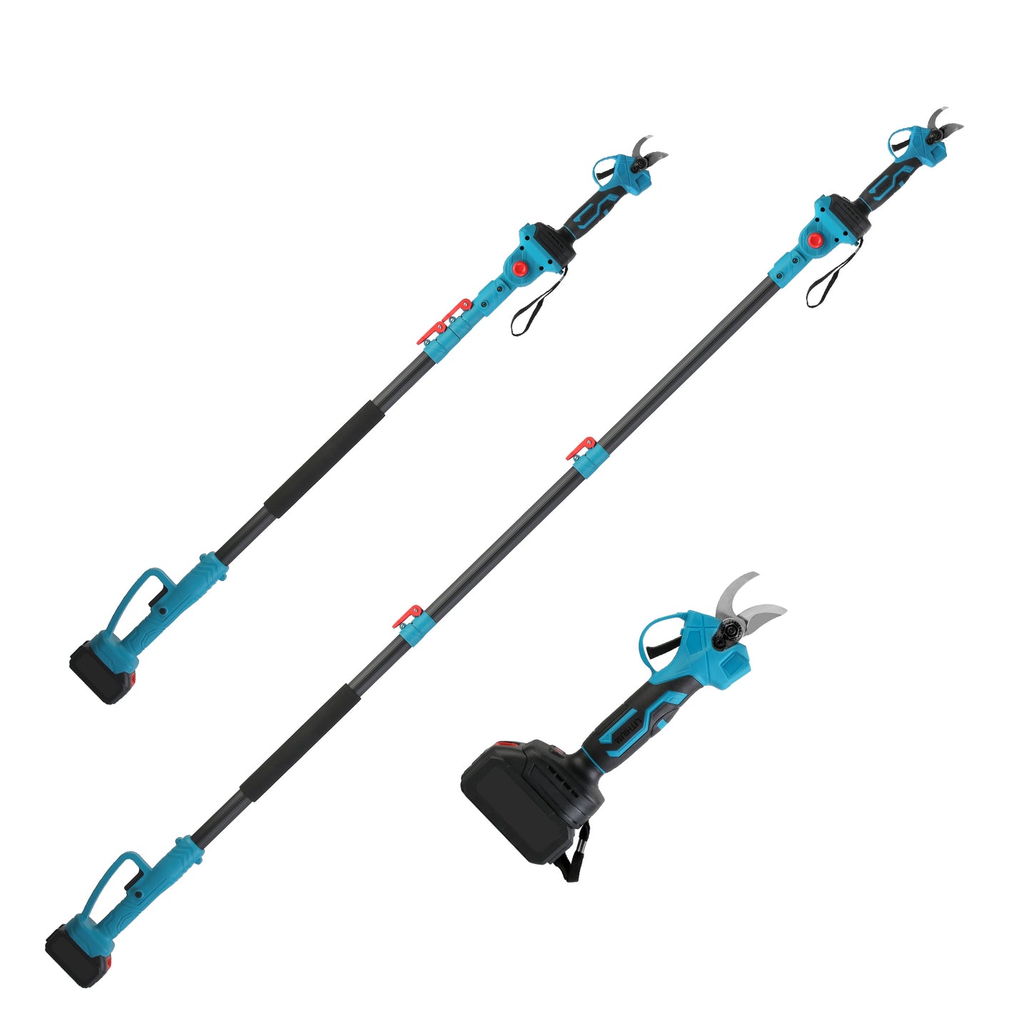 Electric Pruning Shears with 13ft Extension Pole & 2 Batteries