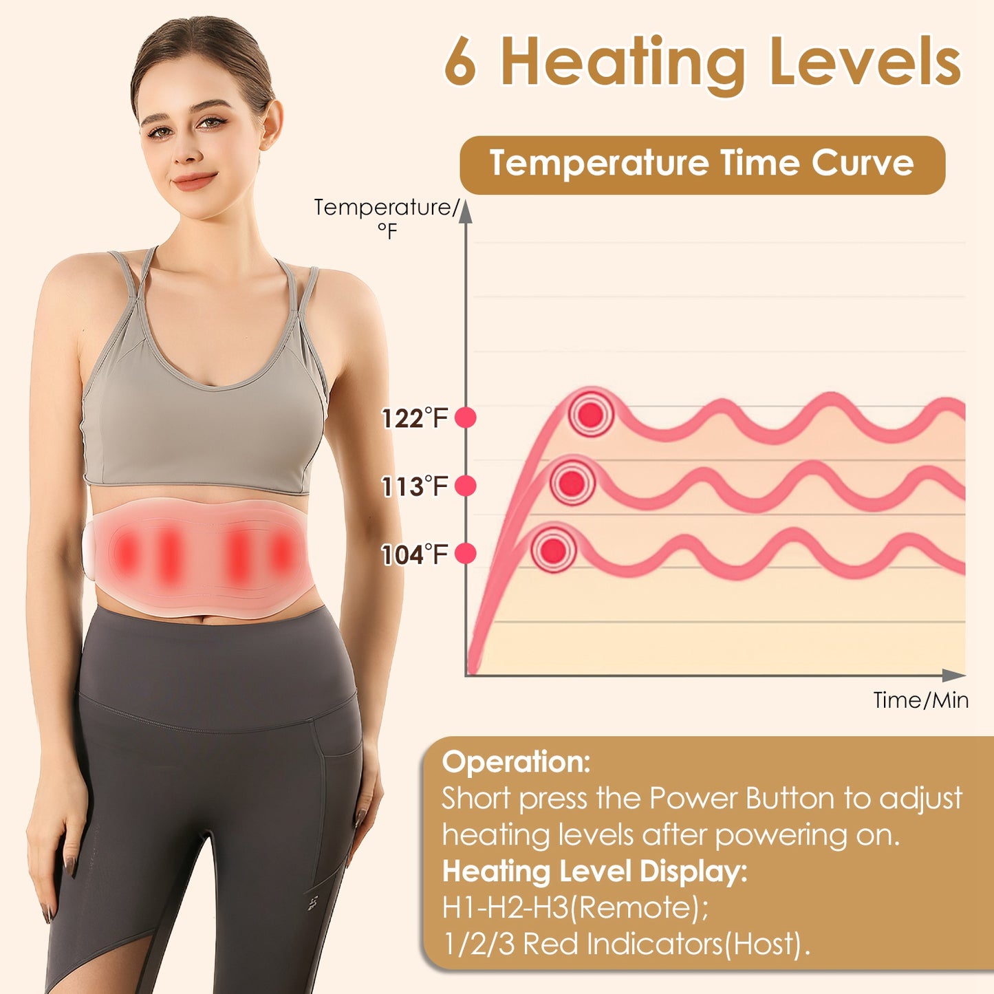 EMS Lower Back Massager Heating Pad with Remote Control