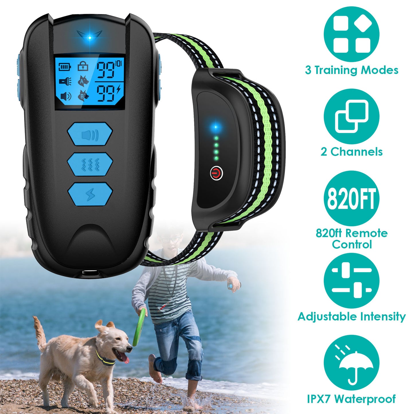 Dog Training Collar with Remote – 820ft Range, 3 Modes