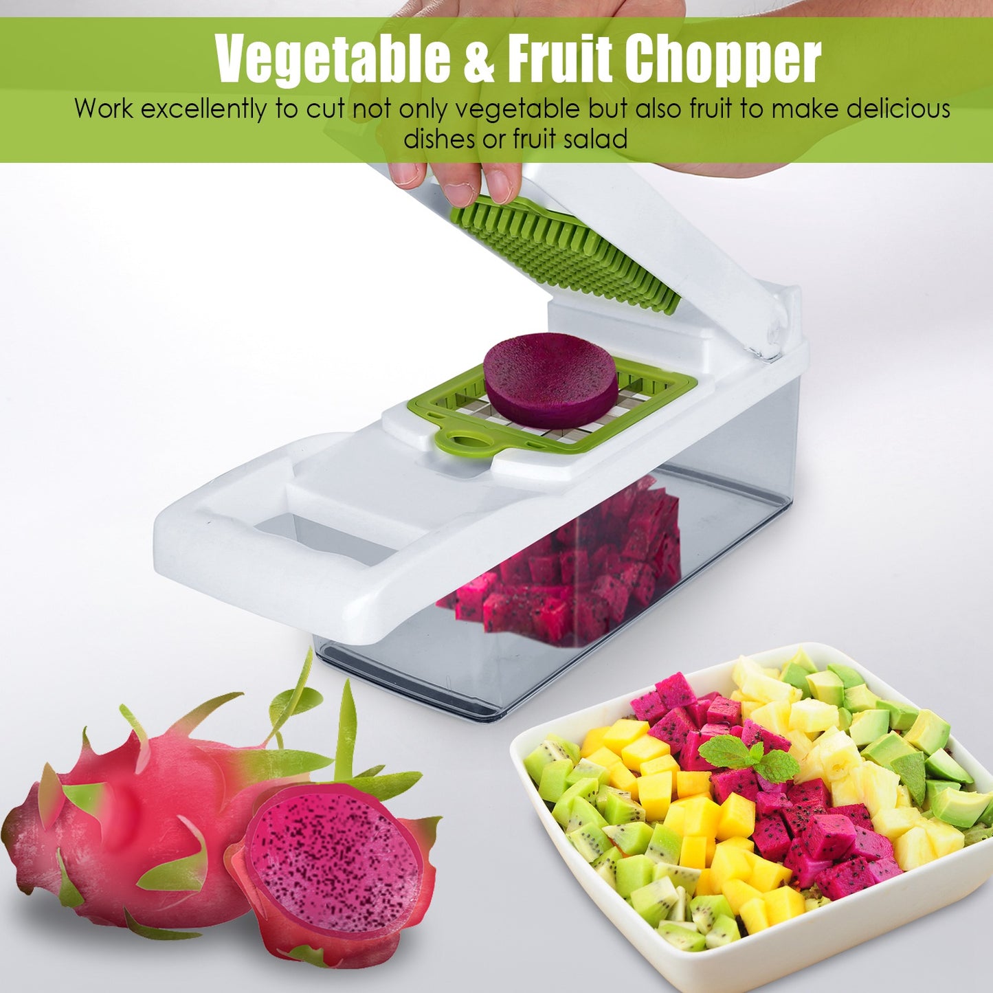 Vegetable Chopper 12-in-1 with Container and Hand Protector