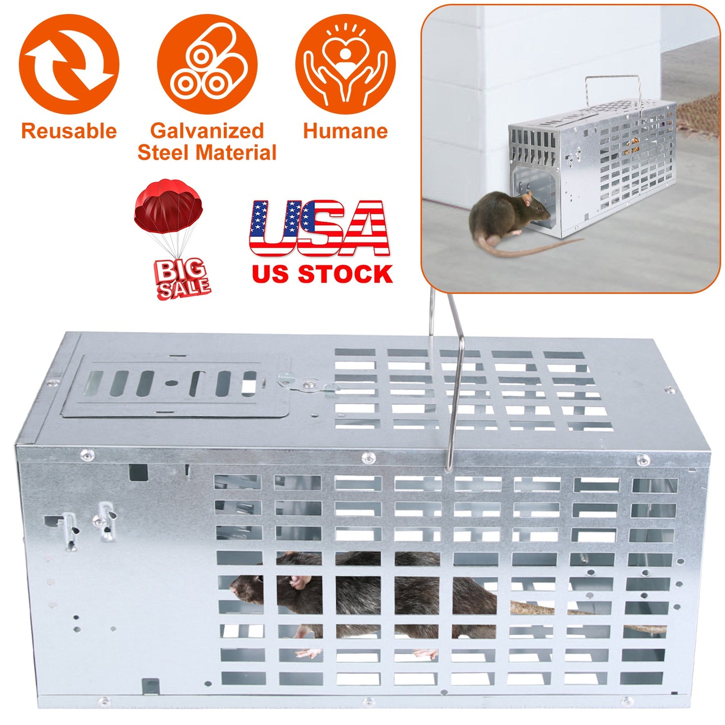 Humane Live Mouse Trap - Reusable Metal Cage with Dual Doors