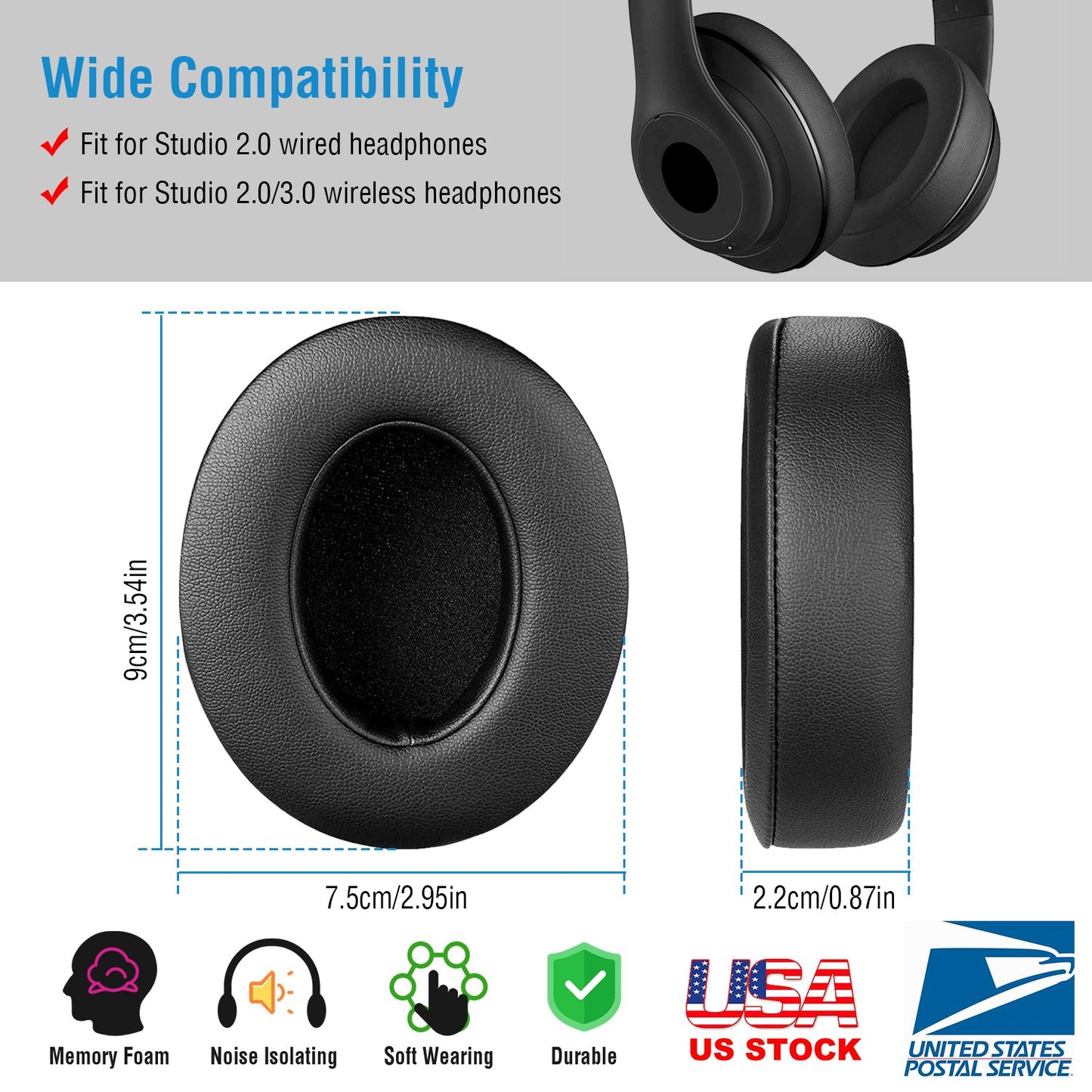 Replacement Ear Pads for Beats Studio 2.0/3.0 Headphones