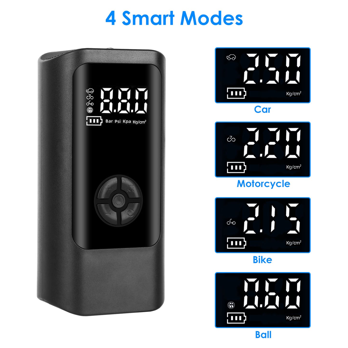 Portable Car Tire Inflator with LED Light & Digital Display