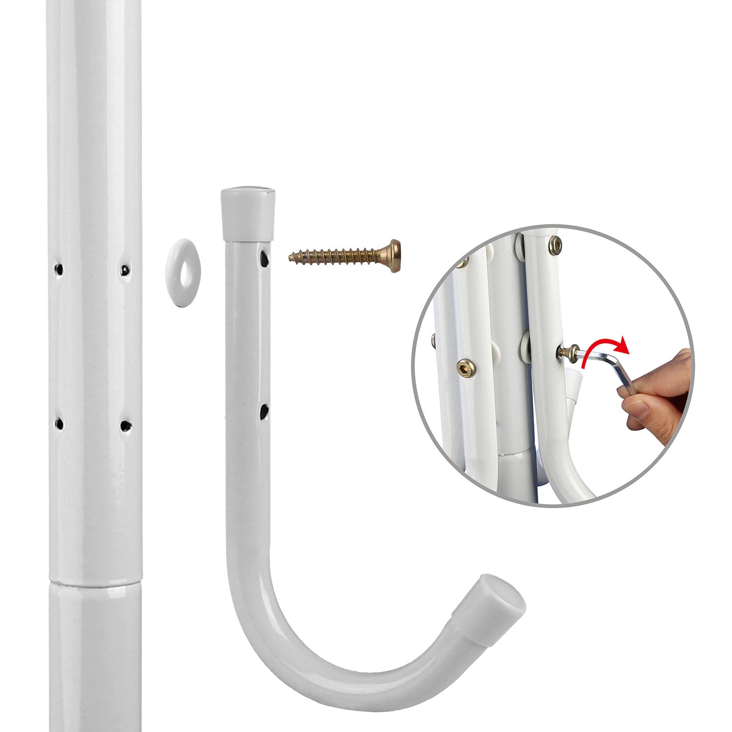 Standing Coat Rack with 8 Hooks - 3 Tier Metal Organizer