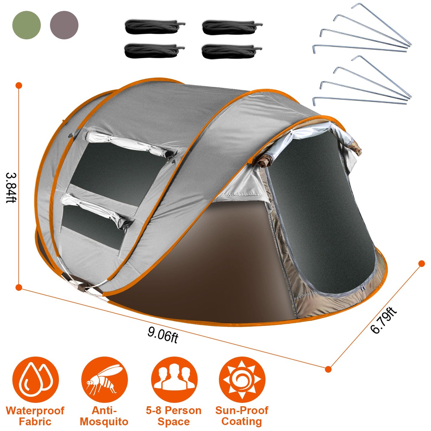 Pop Up Tent 5-8 Person Instant Setup Waterproof Camping Tent