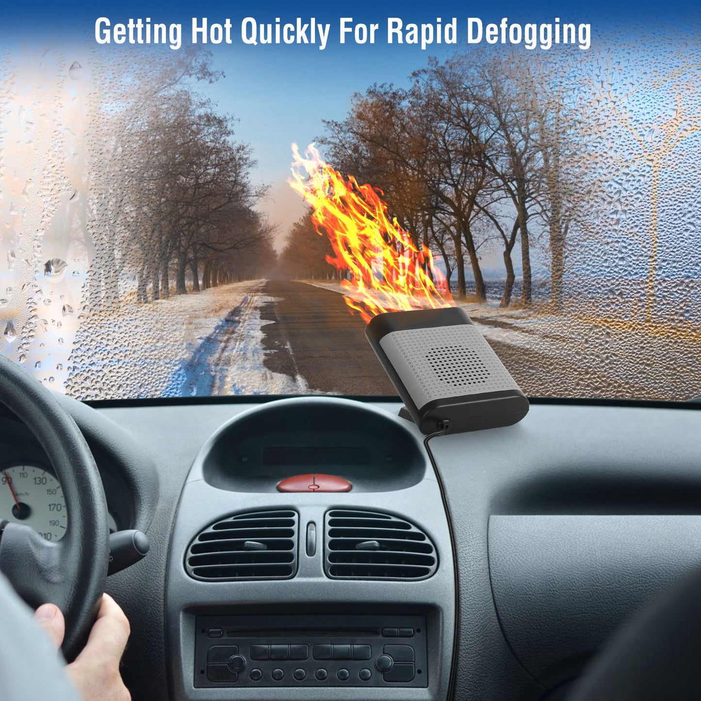 Portable Car Heater 150W 2-in-1 Defroster Fan with 360° Base