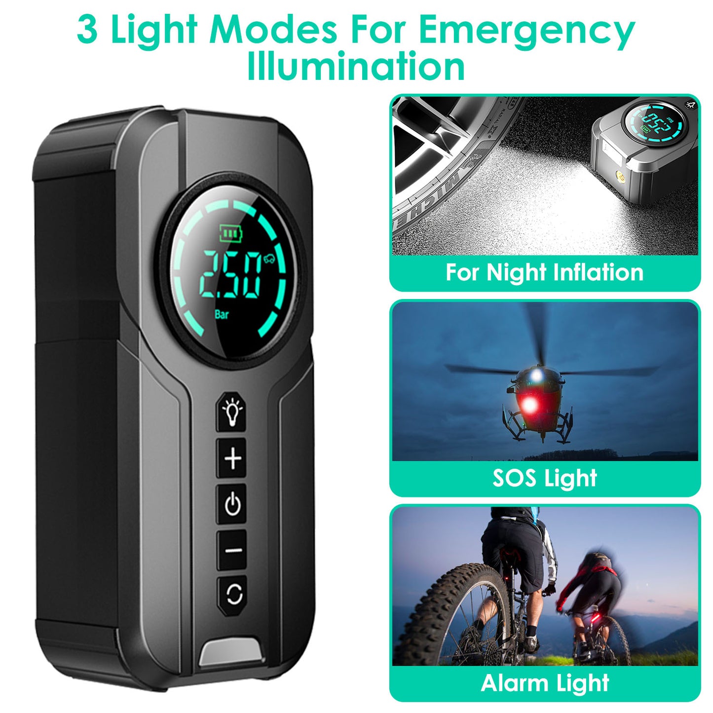 Portable Tire Inflator 150 PSI Wireless Air Compressor with LED