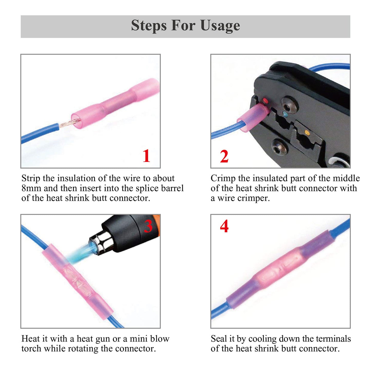 Heat Shrink Butt Connectors 125-Piece Waterproof Wire Kit
