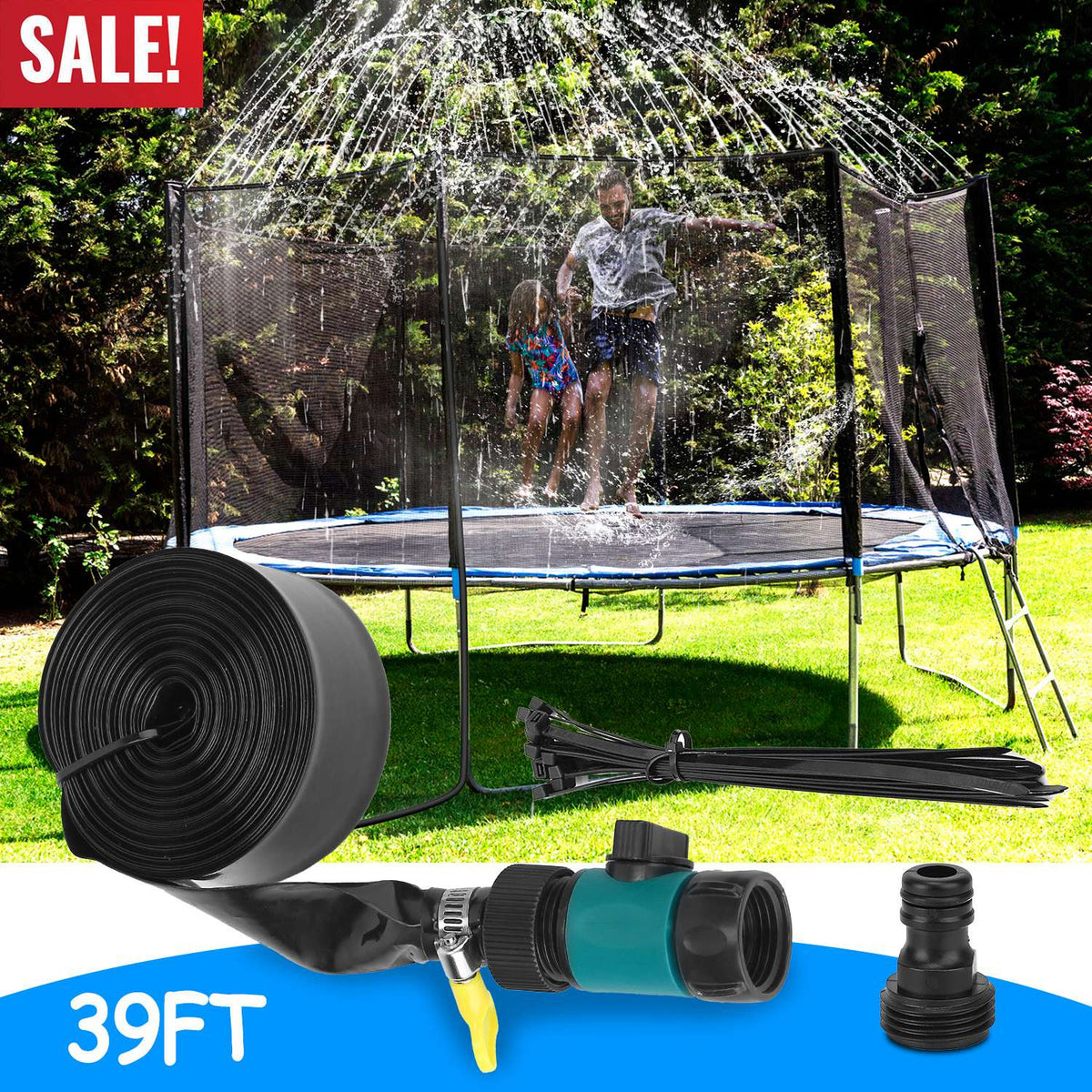 Trampoline Sprinkler for Kids - 39ft Outdoor Water Toy
