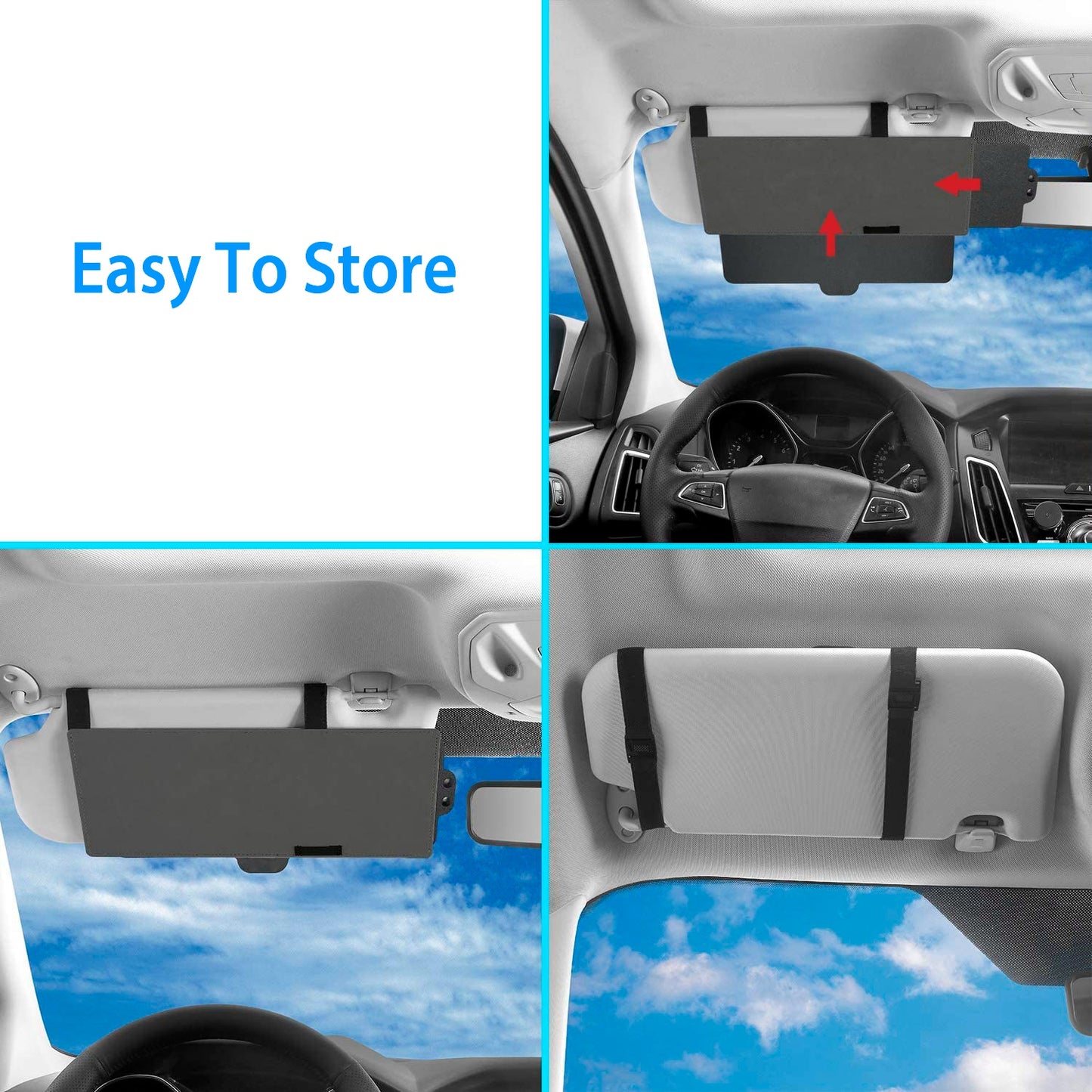 Car Sun Visor Extender with Dual Retractable Sliders