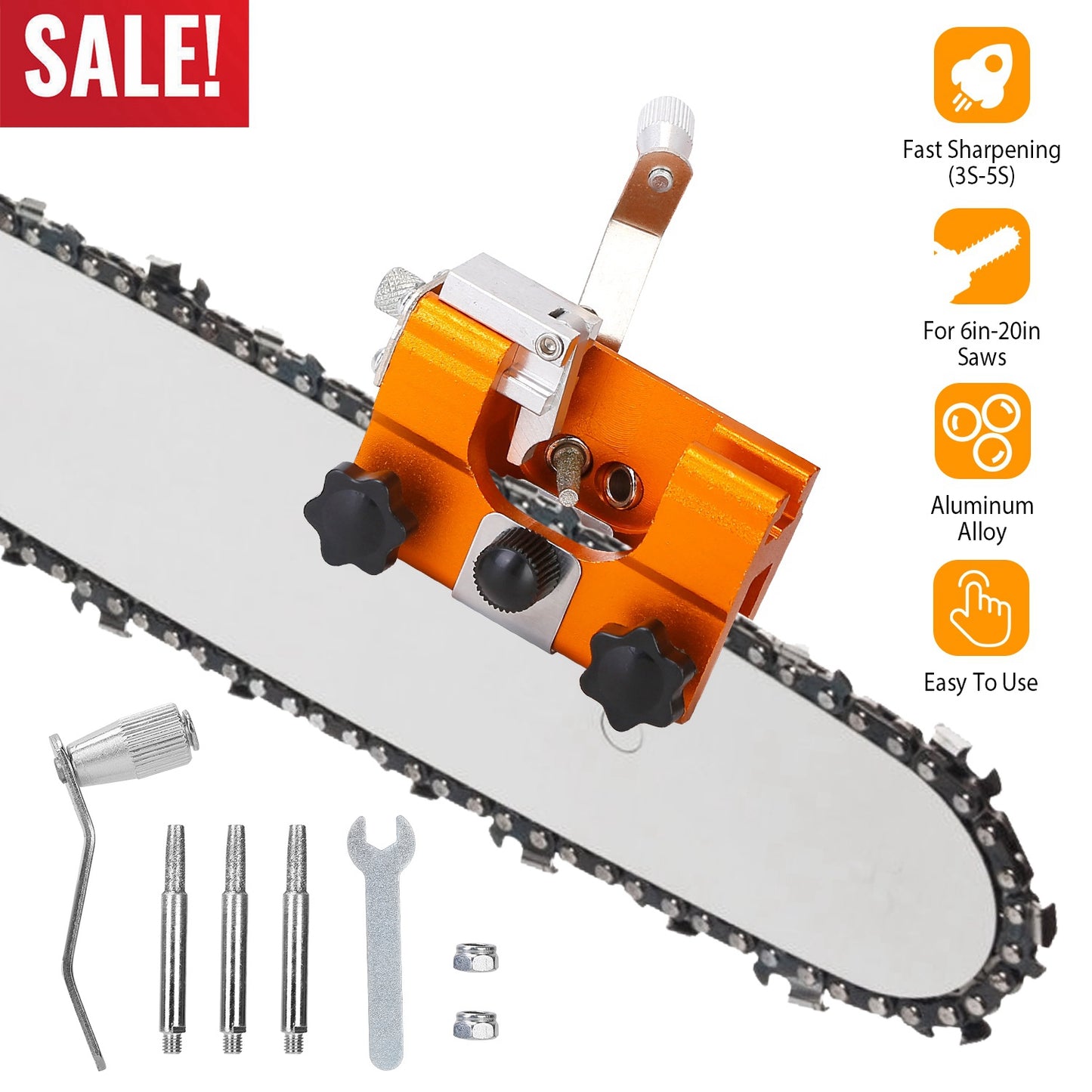 Chainsaw Sharpening Kit with Hand Crank for 6-20" Saws