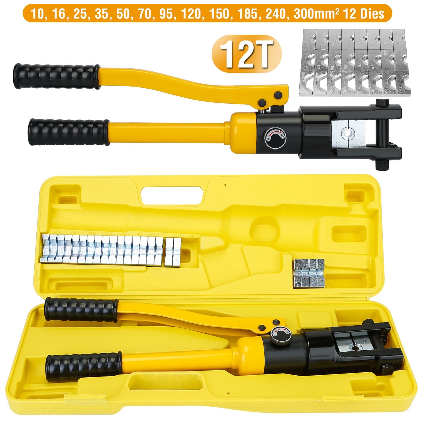 12 Ton Hydraulic Wire Crimper with 12 Dies