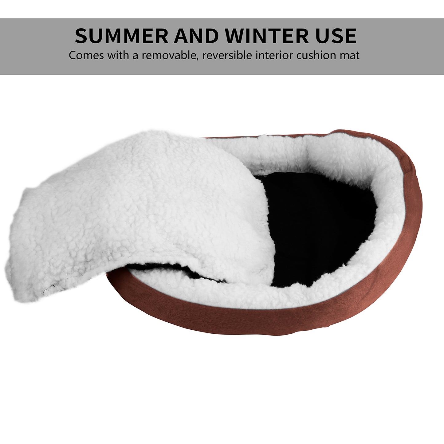 Soft Fleece Dog Bed with Reversible Cushion for Small Pets