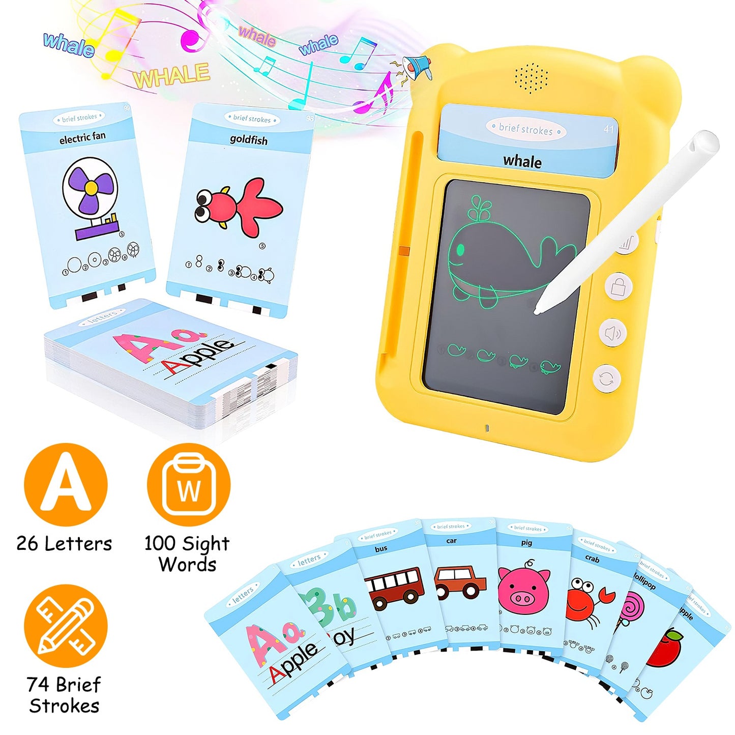 Talking Flash Cards LCD Writing Tablet with 50 Cards