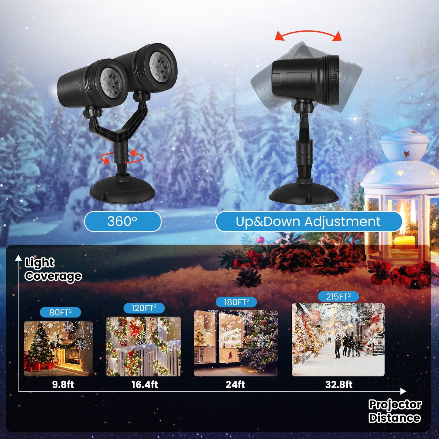 Snowflake Projector Light Dual-Head LED Stake Outdoor Waterproof