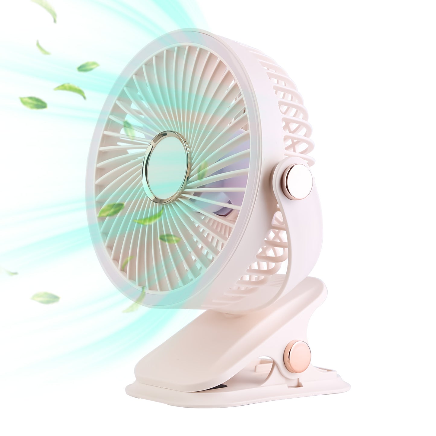 Clip-On Fan with 5 Speeds, LED Light & 720° Rotation