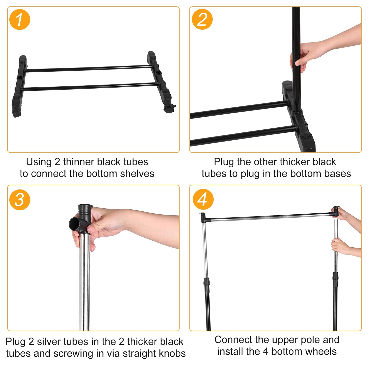 Adjustable Garment Rack with Wheels and Storage Shelf