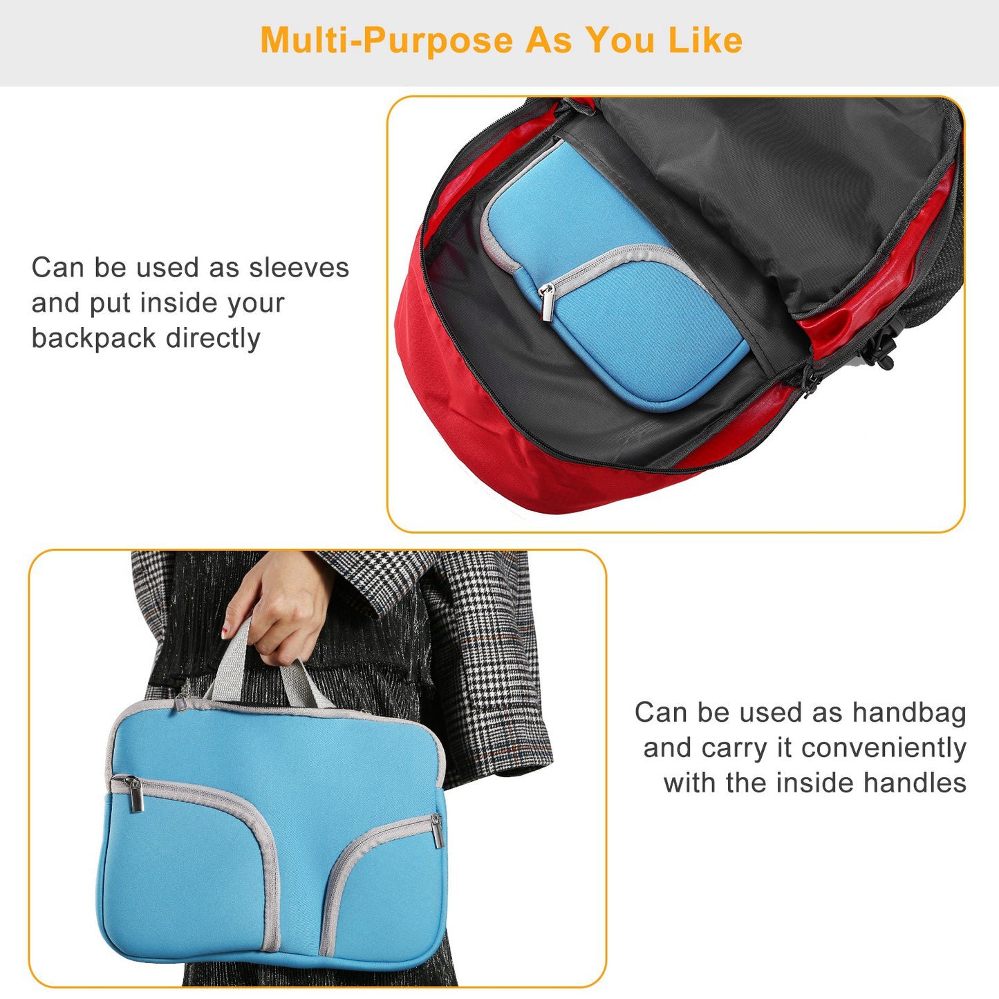 Laptop Sleeve Bag with Front Pockets - Neoprene Protection
